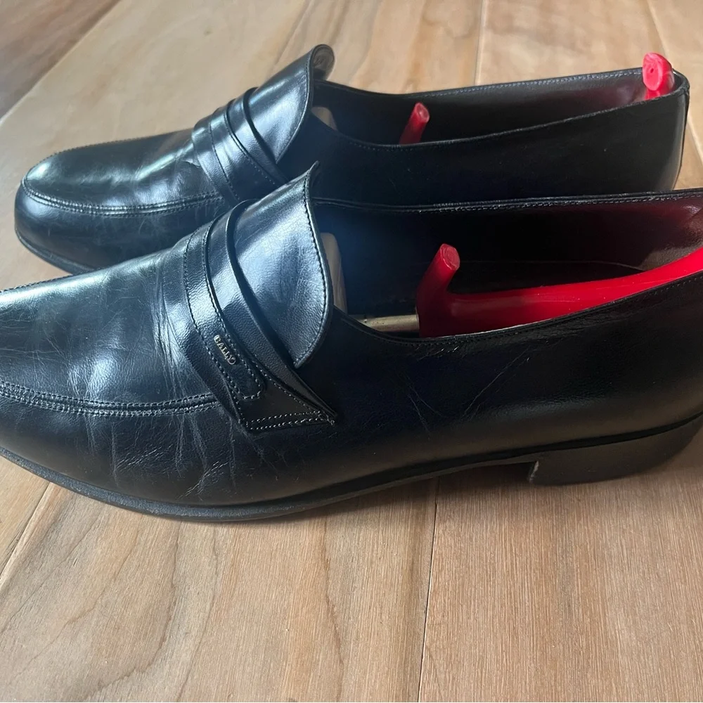 Bally Black Leather Slip-On Loafers